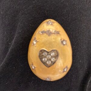 Vintage 90’s Carolee Easter Egg Brooch, Pin Yellow, Enamel Crystal
